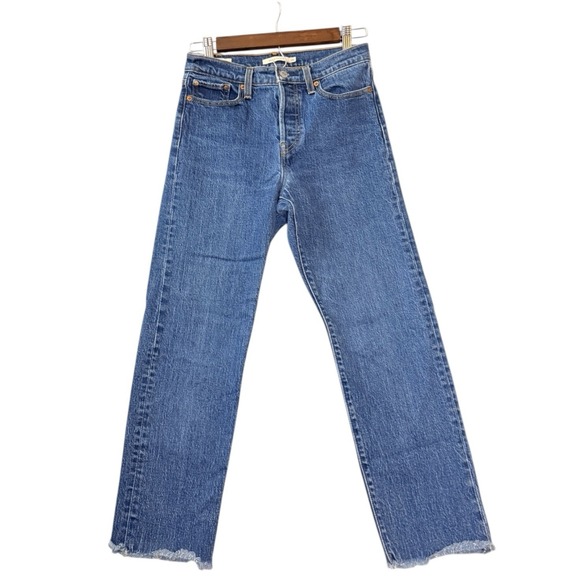 Levi's Womens Wedgie Straight Jeans 26 Raw Hem Cotton Rigid Denim Straight - Picture 1 of 8